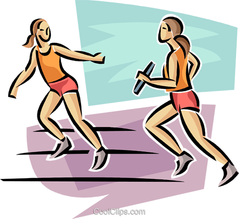 relay runners Royalty Free Vector Clip Art illustration.