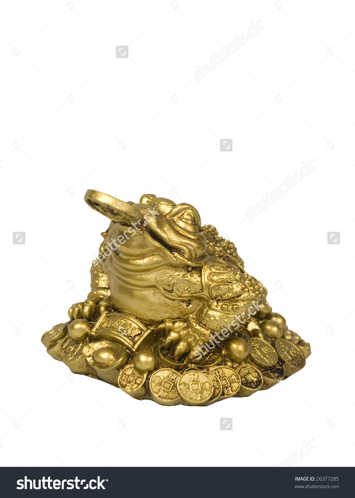 Feng Shui Remedium, Gold Frog With Coin For Good Luck With Money.