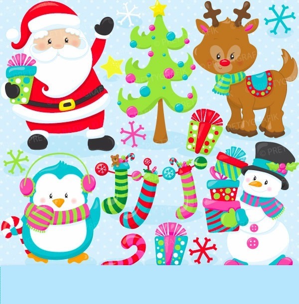 Kit Imprimible Imagenes Santa Reno Clipart.