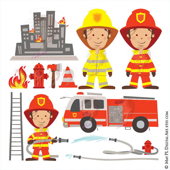 Firefighter Fireman Clipart Fire Truck Engine Rescue Clip Art.