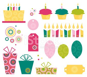 Bright Retro Birthday premium clipart.