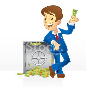 Rich Man and His Vault premium clipart.