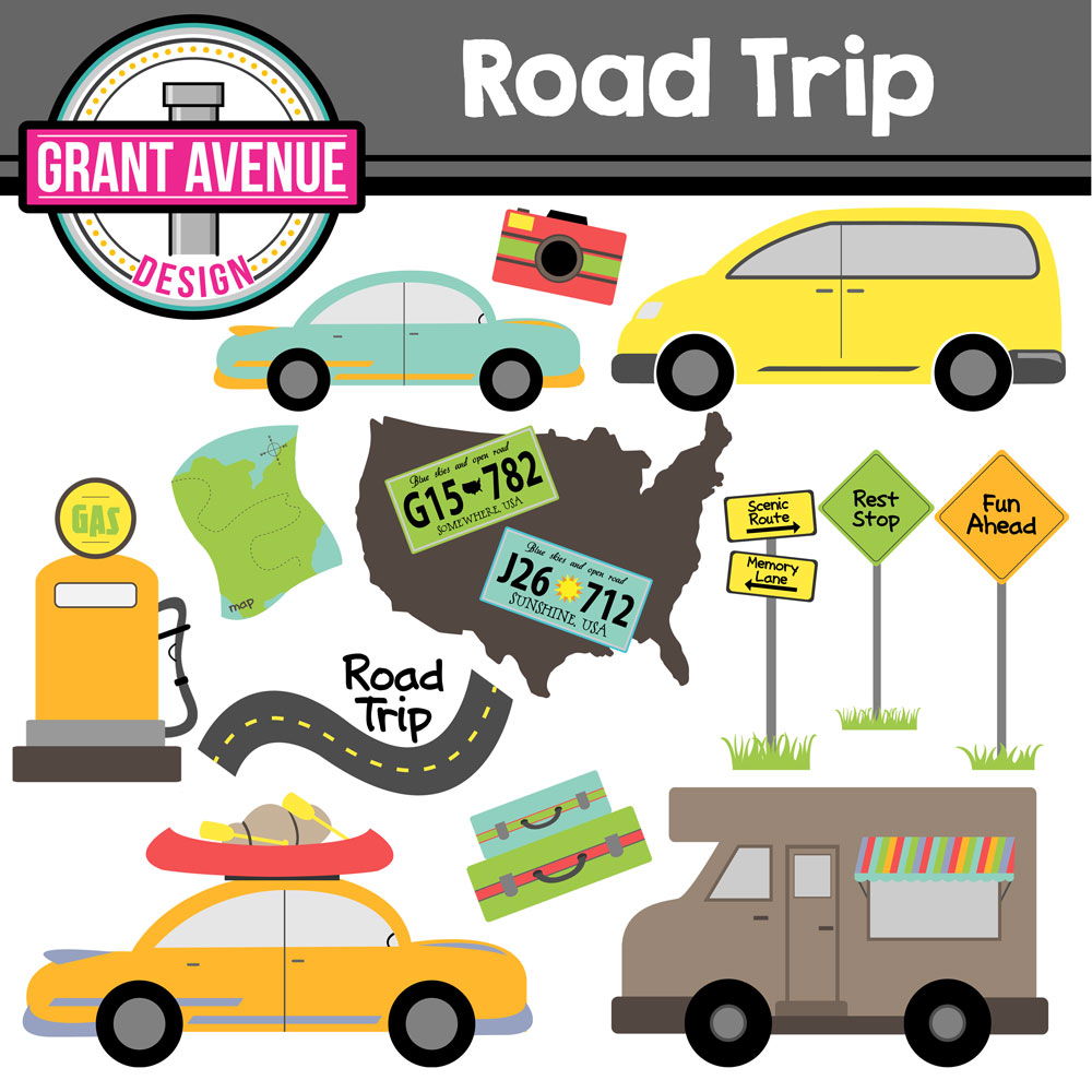 Fall road trip clipart.