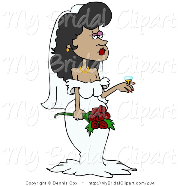 Bridal Clipart of a Stunning Hispanic Bride in Her Wedding Dress.