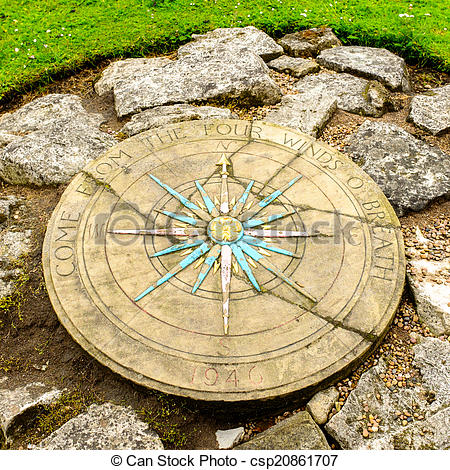 Stock Photography of A compass rose in a small park next to York's.