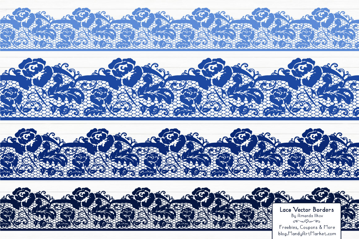 Lace Border Clipart in Royal Blue.