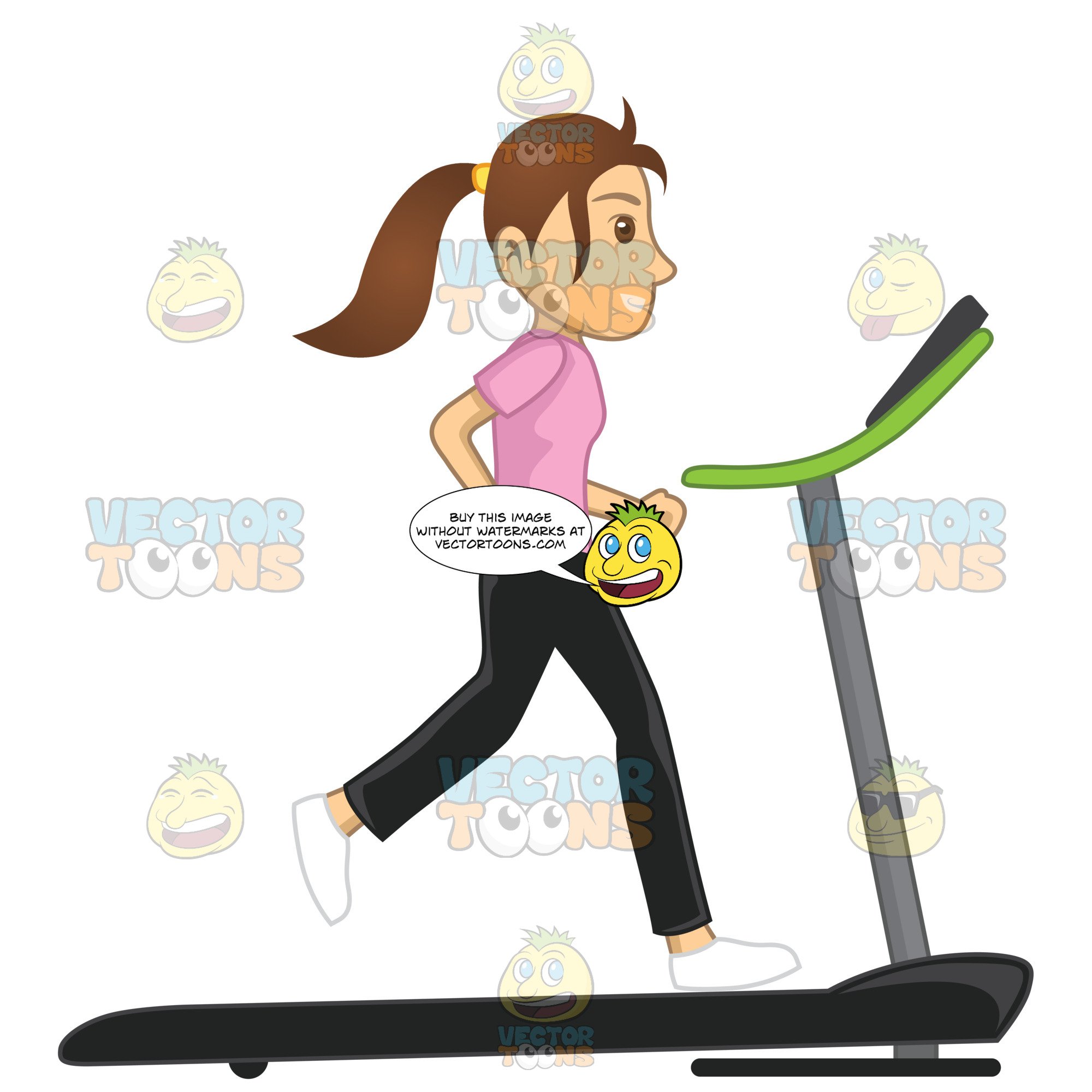 Woman Running On A Treadmill.