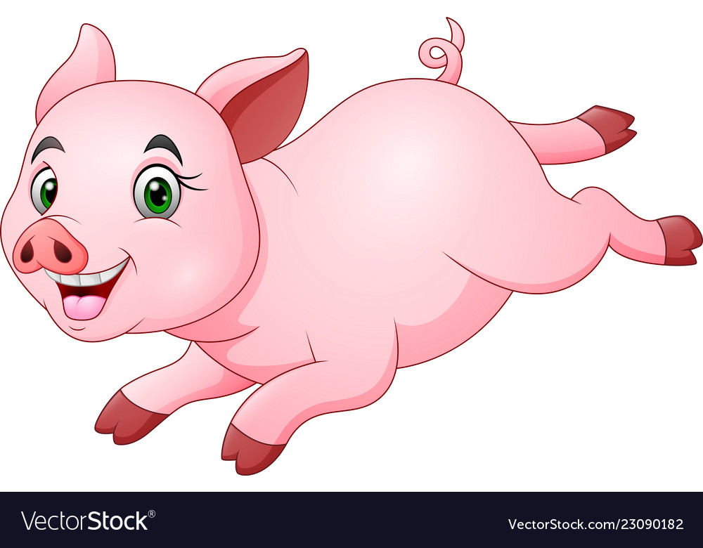 Cartoon happy pig running.