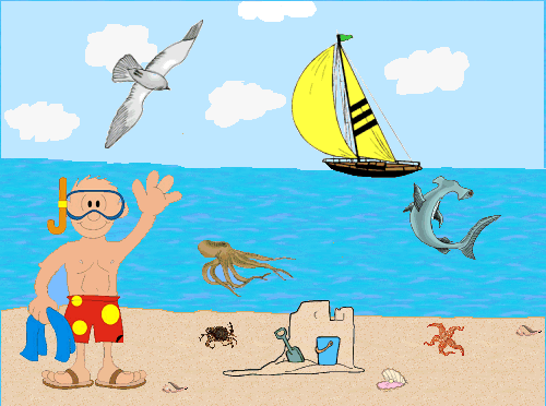 Clipart beach scene.