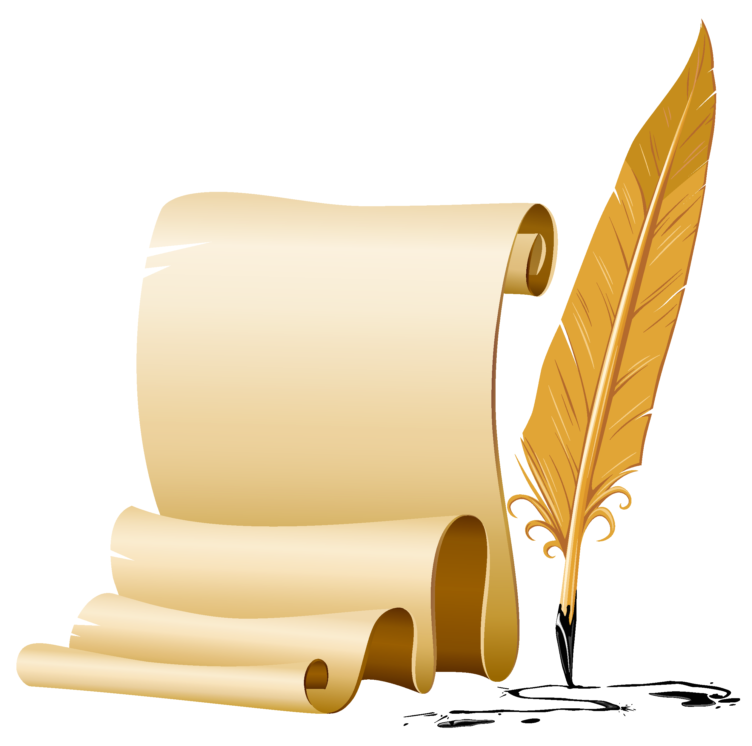 Scrolled and Quill Pen PNG Image.