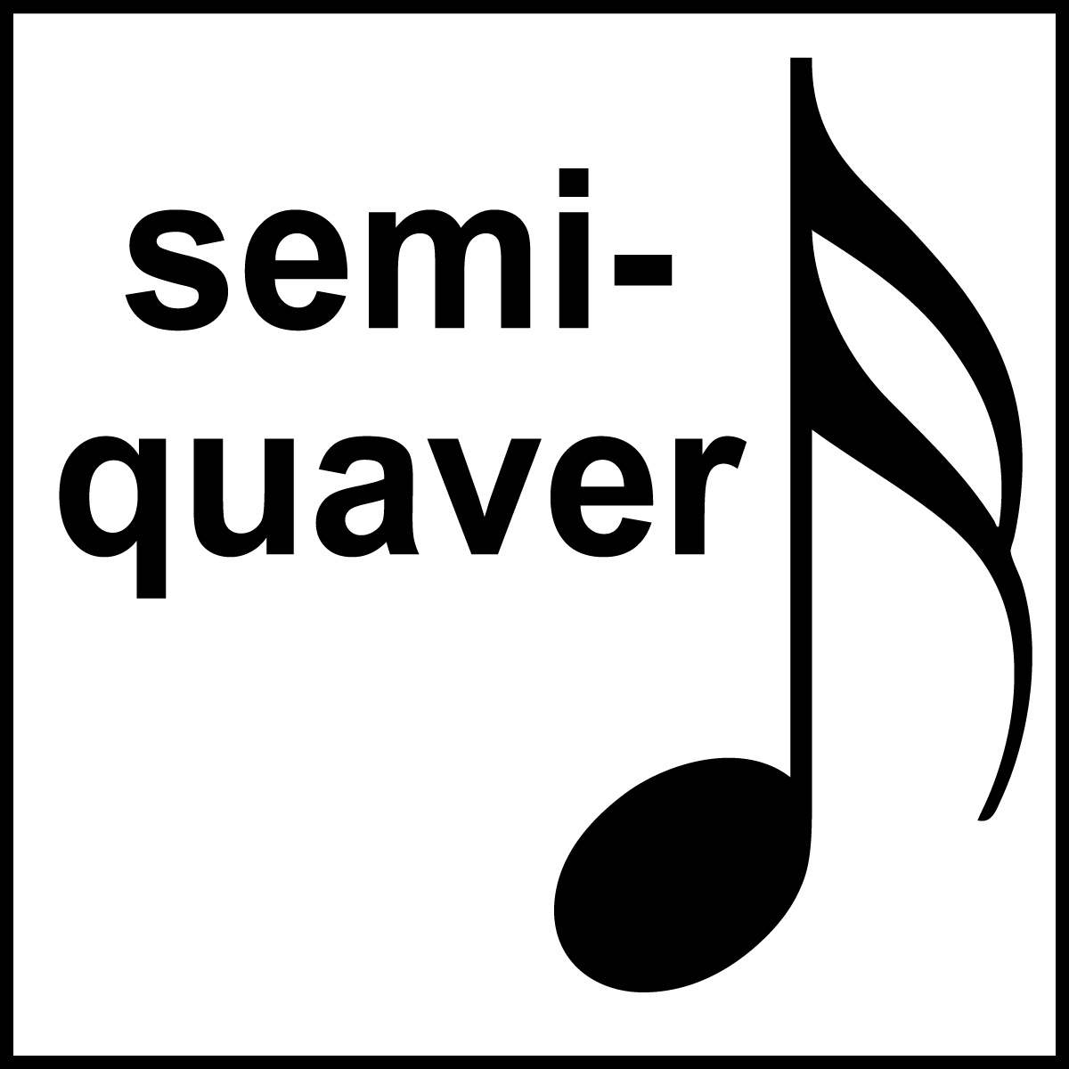 Clip Art: British Music Notation: Semiquaver B&W Labeled.