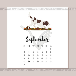 September 2018 dog year calendar.