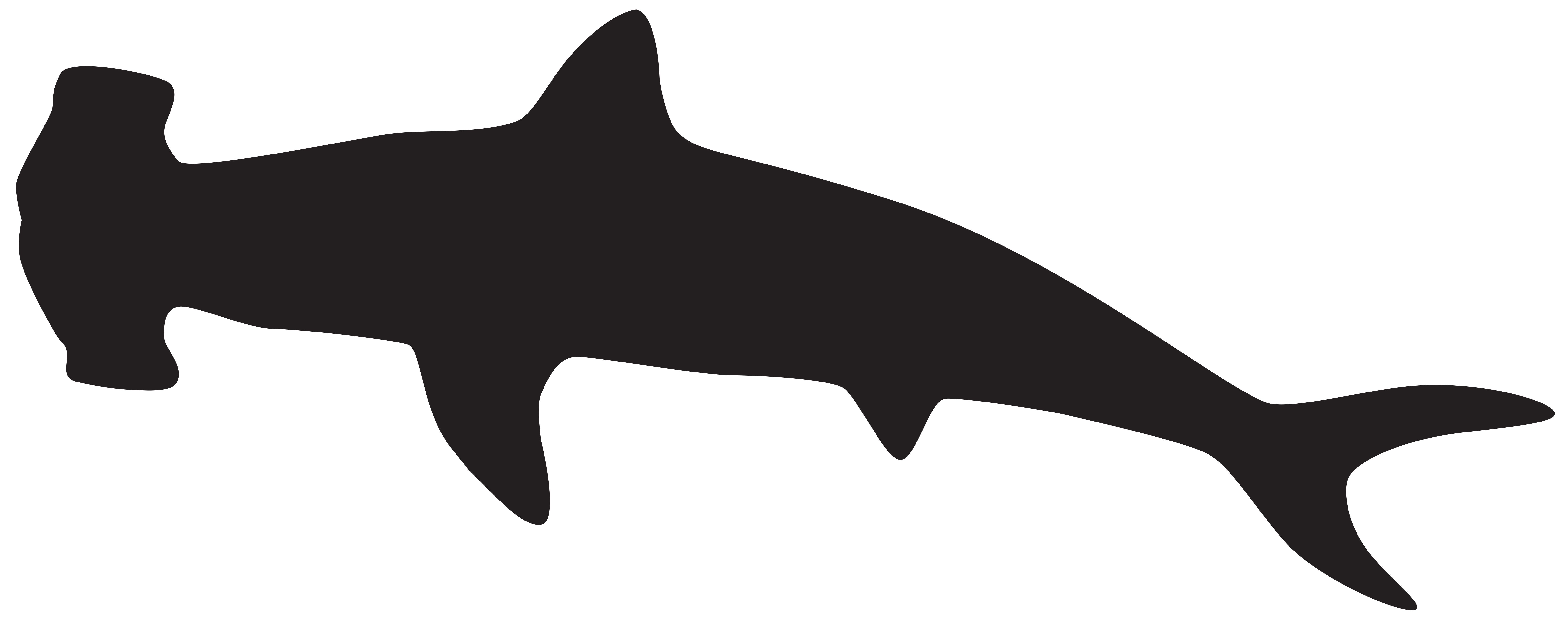 Hammerhead Shark Silhouette PNG Clip Art Image.