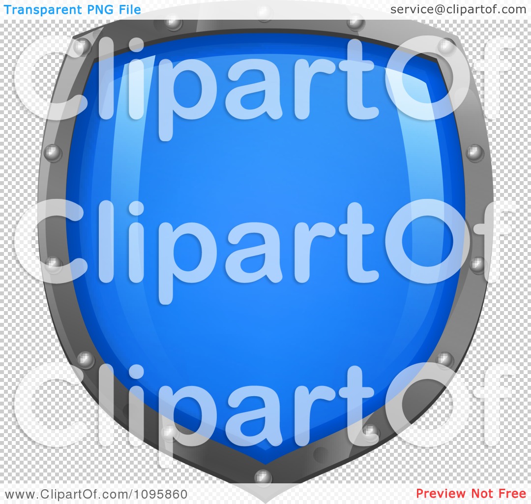 Clipart Shiny Blue Shield With Silver Edges.