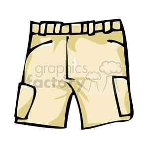 Cream Color Cargo shorts clipart. Royalty.