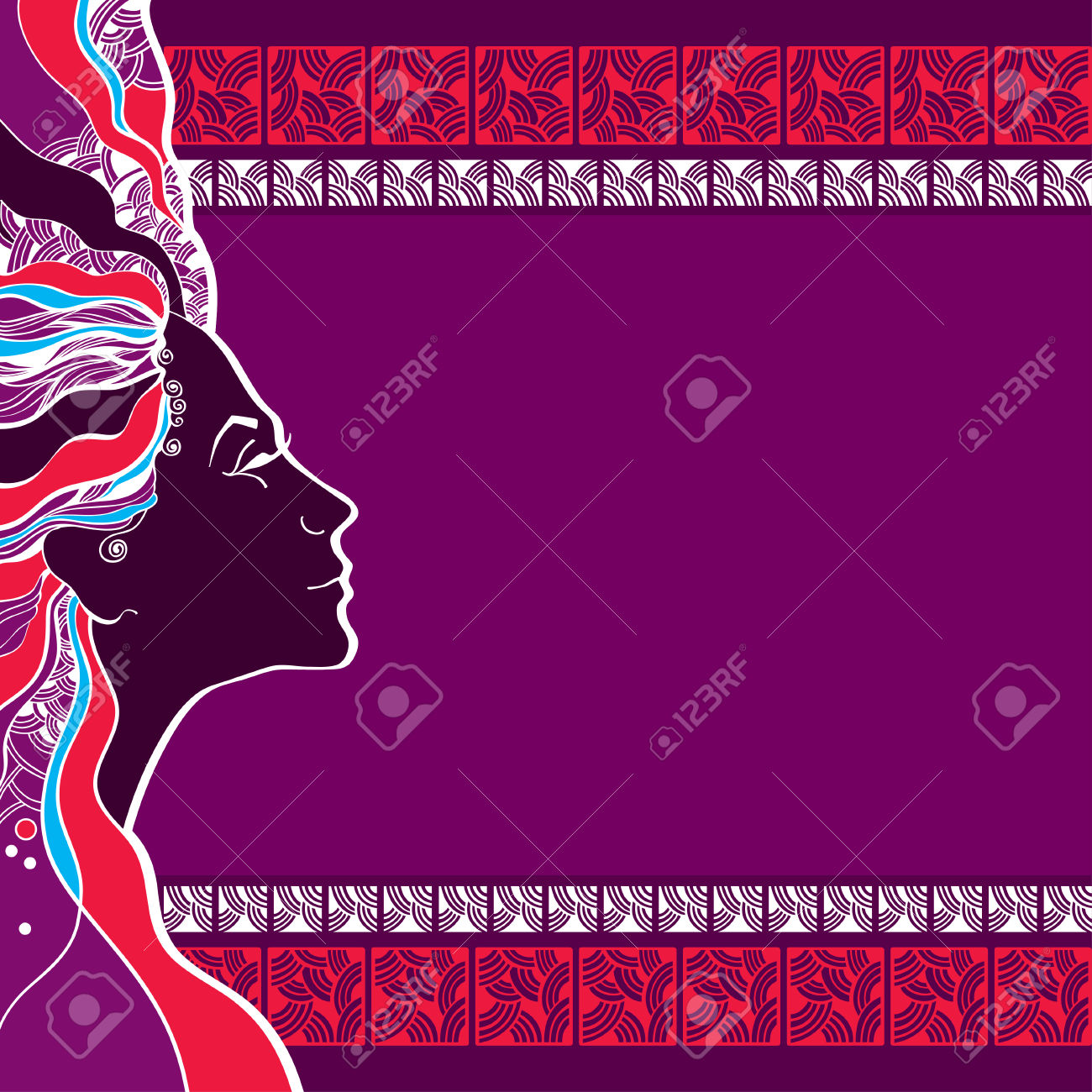 Beautiful Lady Silhouette On A Mosaic Background Royalty Free.