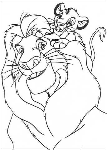 Simba and Mufasa coloring page.