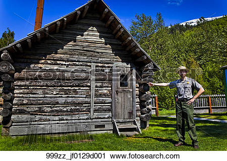 Stock Photography of National Park Ranger guide at the Historic.