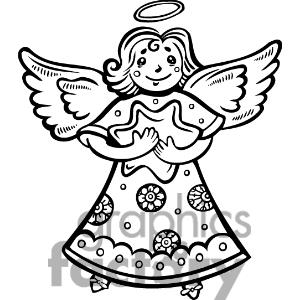 Christmas Angel Clipart Black And White.