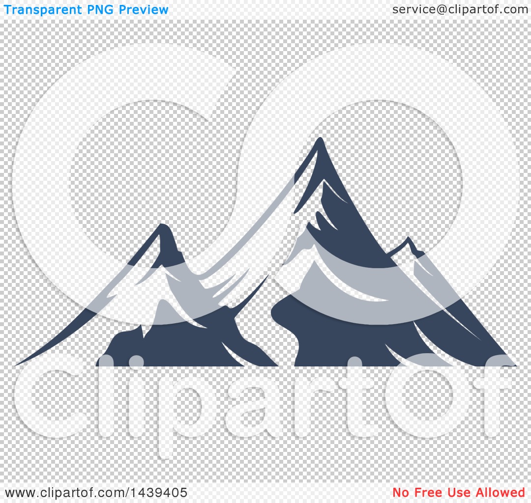 Clipart of a Dark Blue Mountains with Snow Caps.