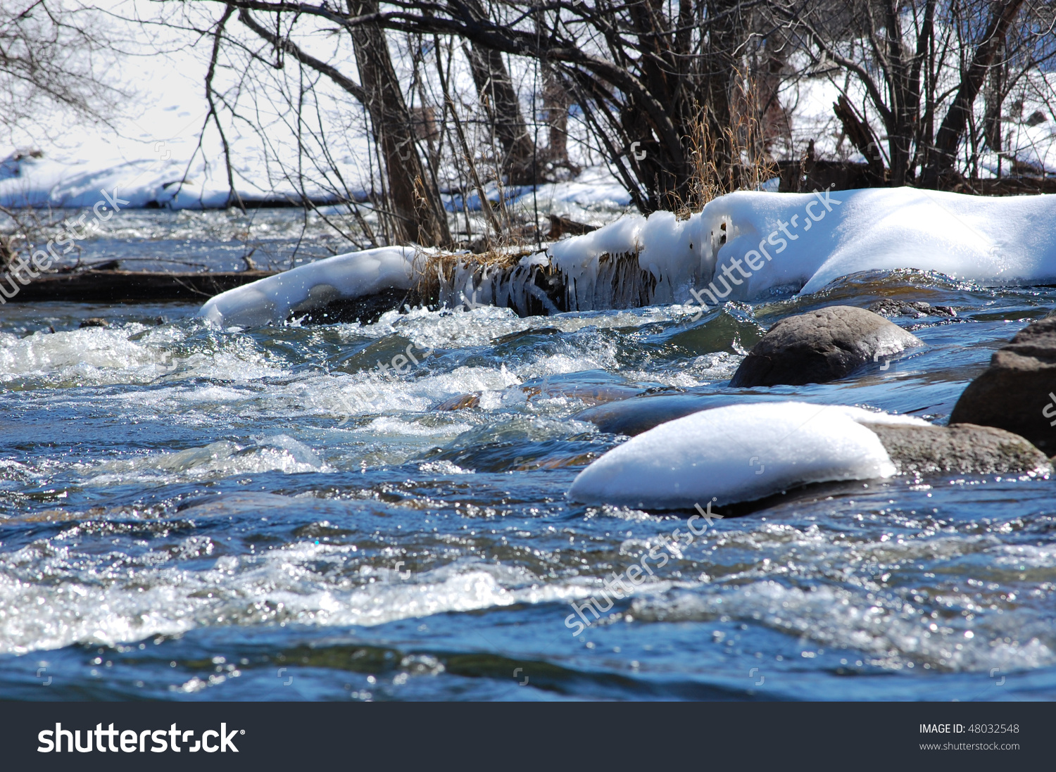 Rapids Snowy River Winter Scene Stock Photo 48032548.