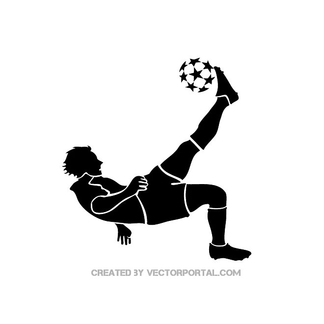 SOCCER PLAYER KICKING BALL VECTOR.