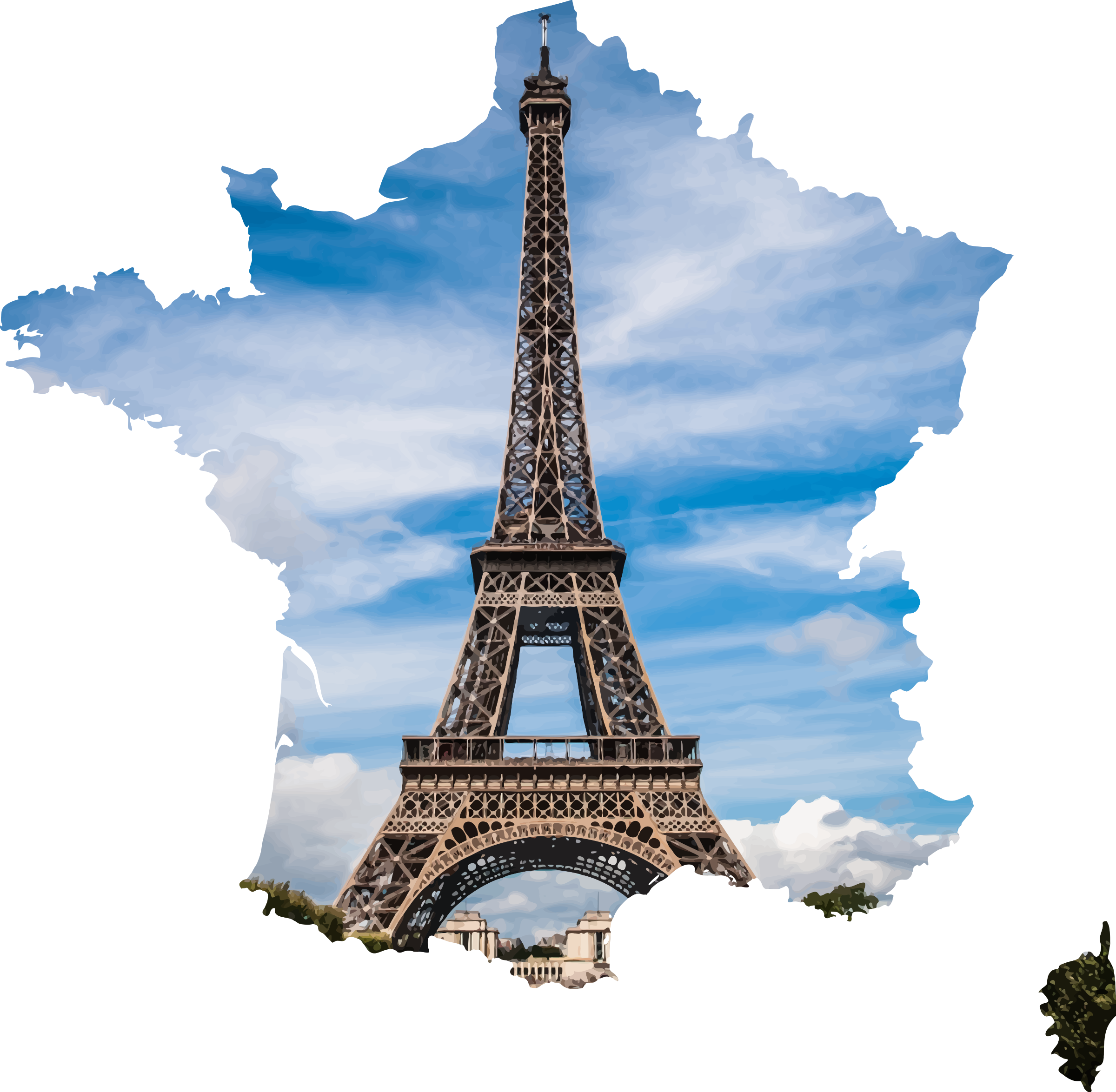 Eiffel tower in the Shape of France Vector Clipart.