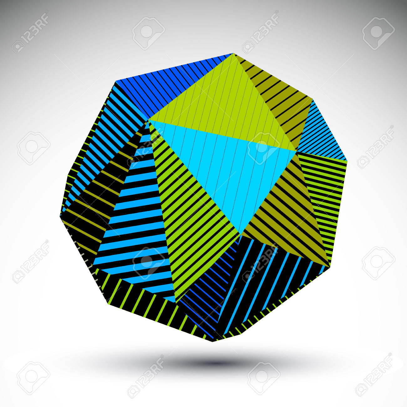 Vivid Abstract 3D Spatial Vector Contrast Figure, Art Spherical.