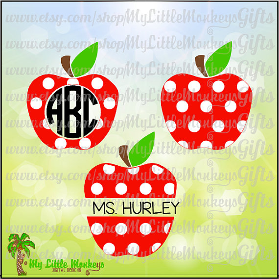 Polka Dot Apple Clipart.