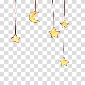 S, yellow moon and star illustration transparent background.