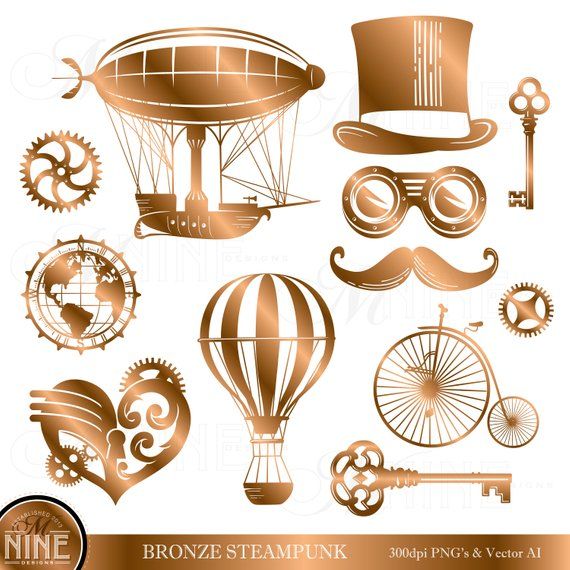 BRONZE STEAMPUNK Clipart.