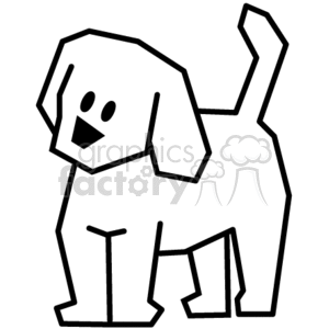 black and white stick figure pet dog clipart. Royalty.