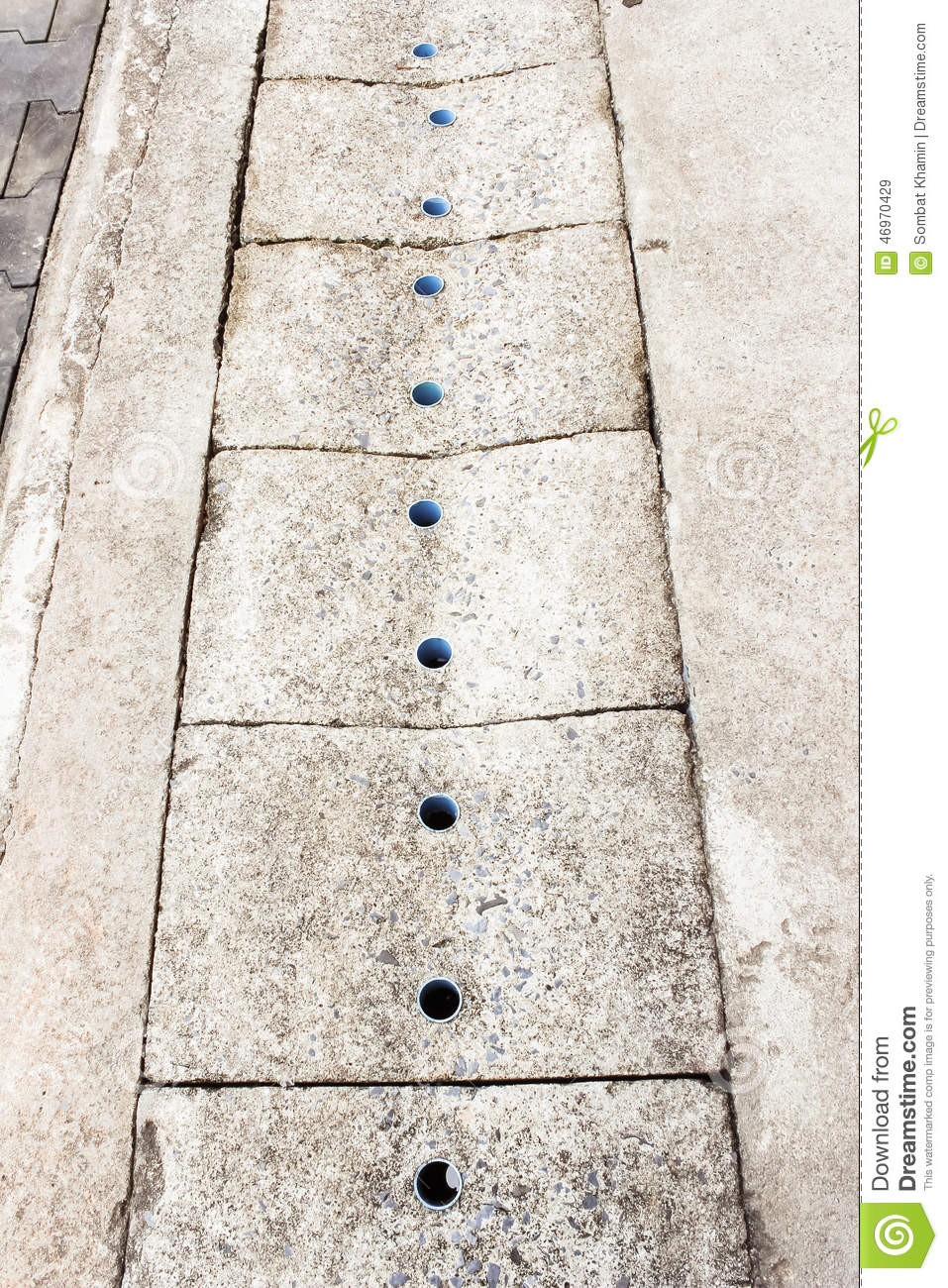 Concrete Cover Of Gutter Stock Photo.