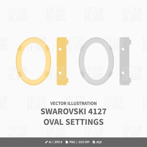 Oval Fancy Stone Setting 4127 Vector Illustration.