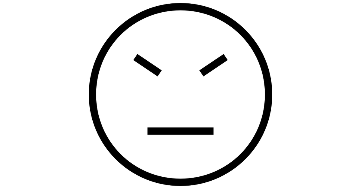 Stubborn face emoticon stroke symbol of straight lines of.