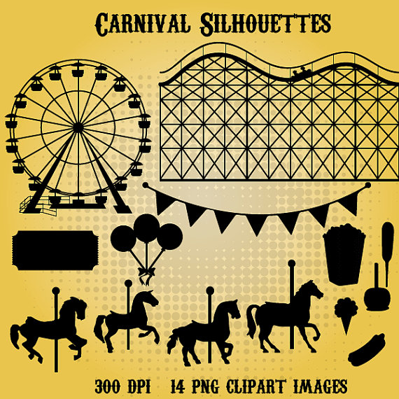 Carnival Silhouettes 14 png 300dpi clipart Instant by SquidInkShop.