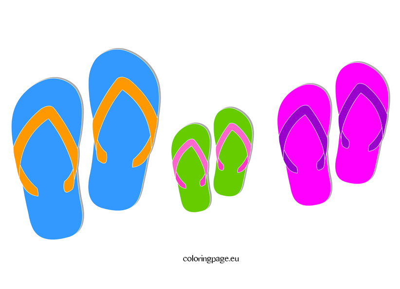 Summer flip flop clipart coloring page.