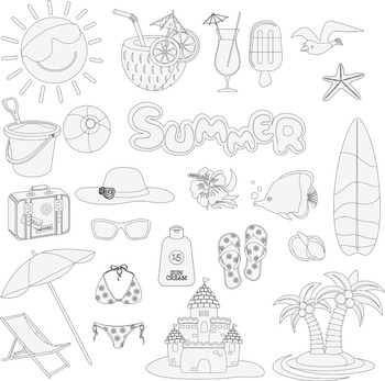 Beach Fun Clip Art Summer Vacation Travel Clipart.