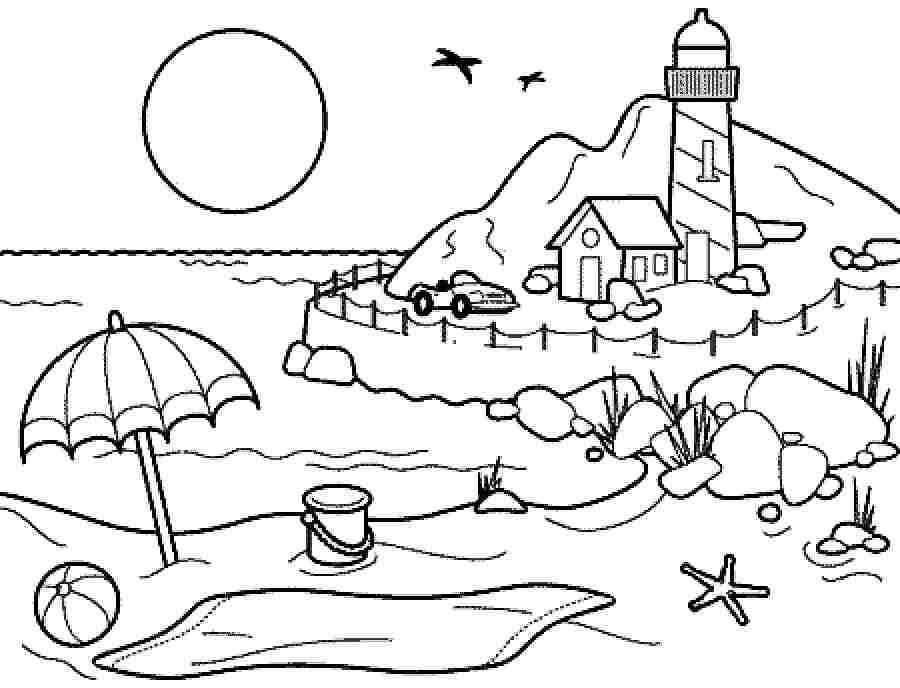 Coloring Pages summer season pictures for kids drawing: Free.