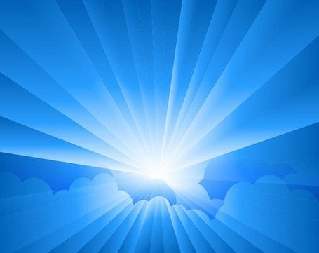 Sun Burst with Rays form Clouds Clipart Picture.