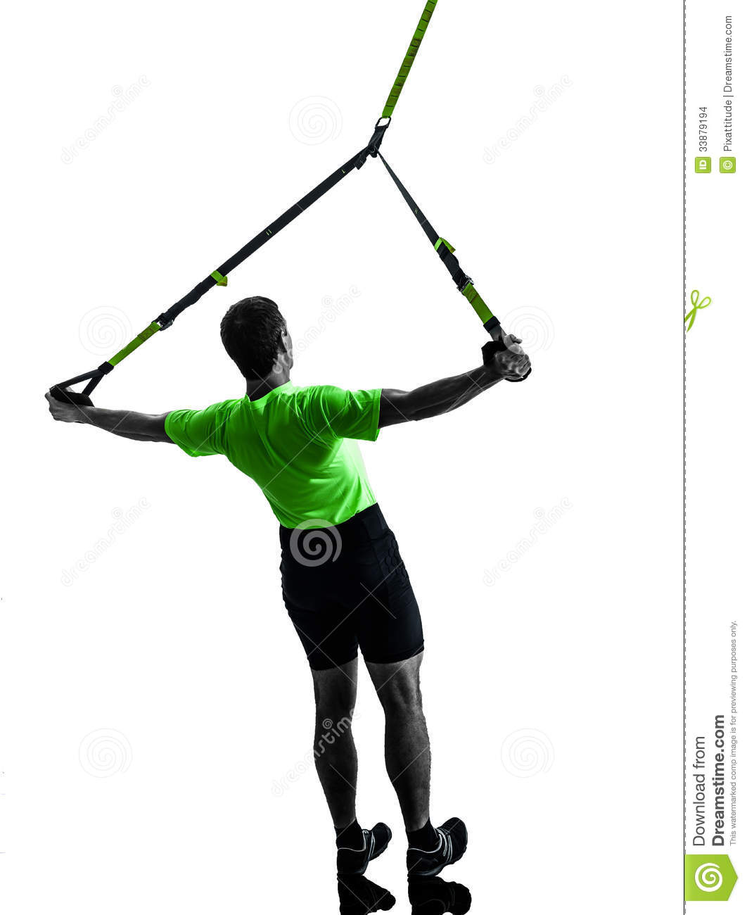 Man Exercising Suspension Training Trx Silhouette Stock Images.