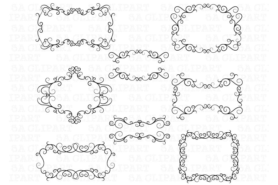 Flourish Swirl Border Frame Clipart ~ Illustrations.