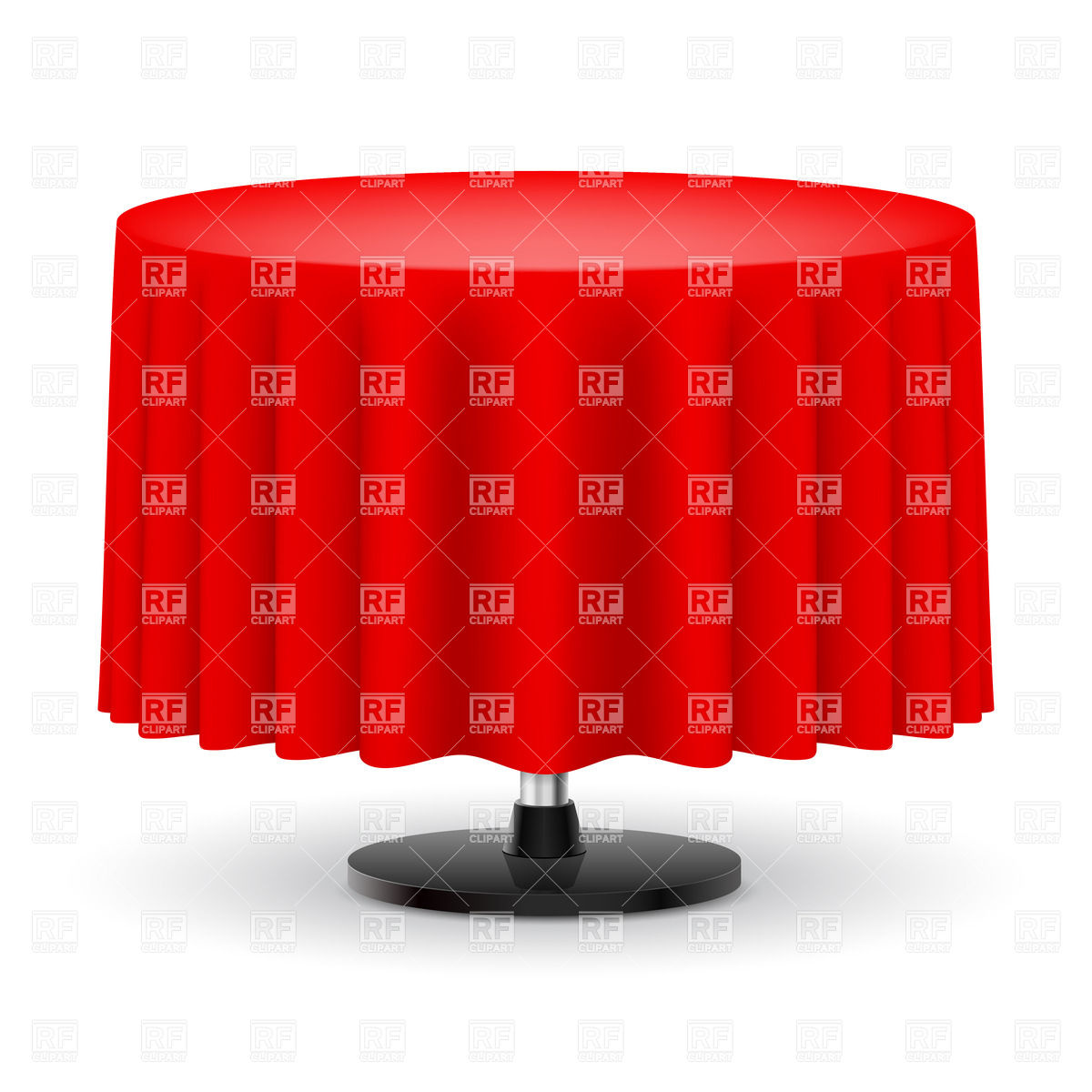 Classic round table with long red table cloth Vector Image #30910.