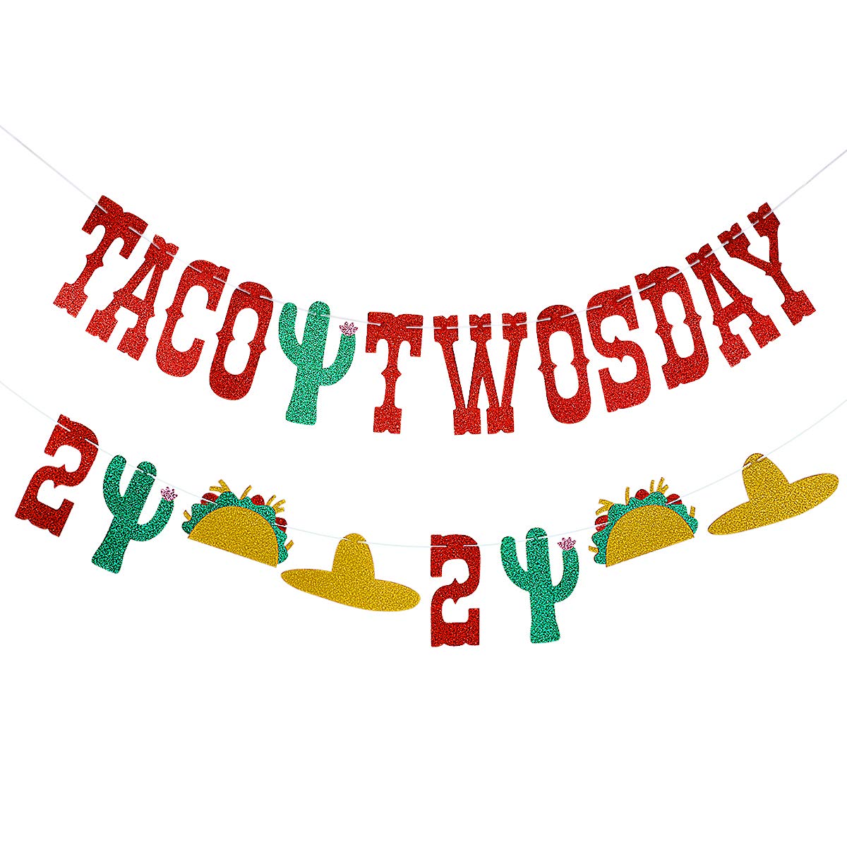 Red Glittery Taco Twosday Banner.