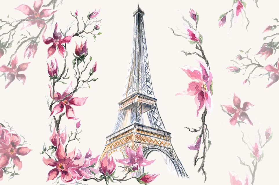 Paris clipart, Watercolor Clipart, Eiffel Tower.