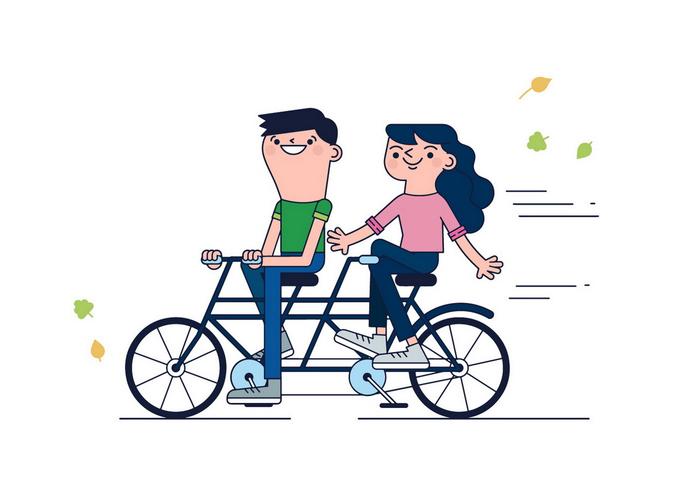 Tandem Bike Ride Vector.