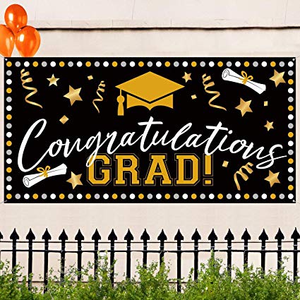 71\'\'x36\'\' Large Fabric Graduation Party Banner for Graduation Party  Supplies, Graduation Decorations Photo Prop, Booth Backdrop, Indoor,Outdoor.