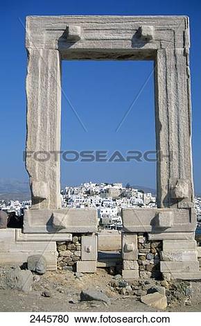 Stock Photography of Old ruins of Temple of Apollo, Portara, Naxos.