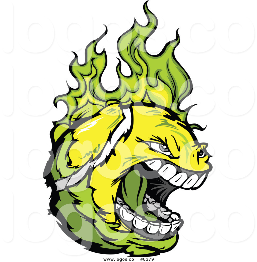 Royalty Free Clip Art Vector Logo of a Screaming Tennis Ball.