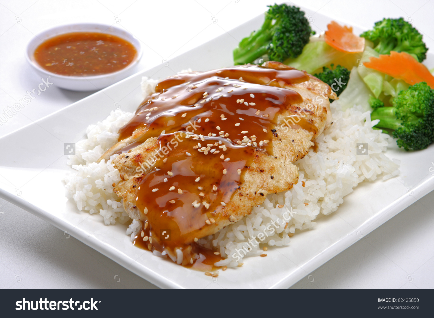 Teriyaki Chicken Steamed Rice Stock Photo 82425850.